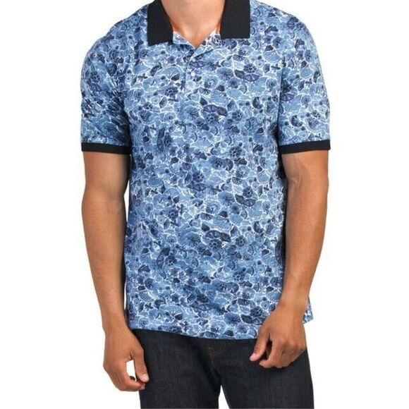Robert Graham Amaro SZ XL Blue Floral Print Collared Polo Shirt - Picture 7 of 11